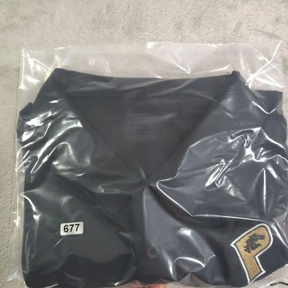 Nike Purdue Football Shirt Mens XL Black Short Sleeve Polo Performance